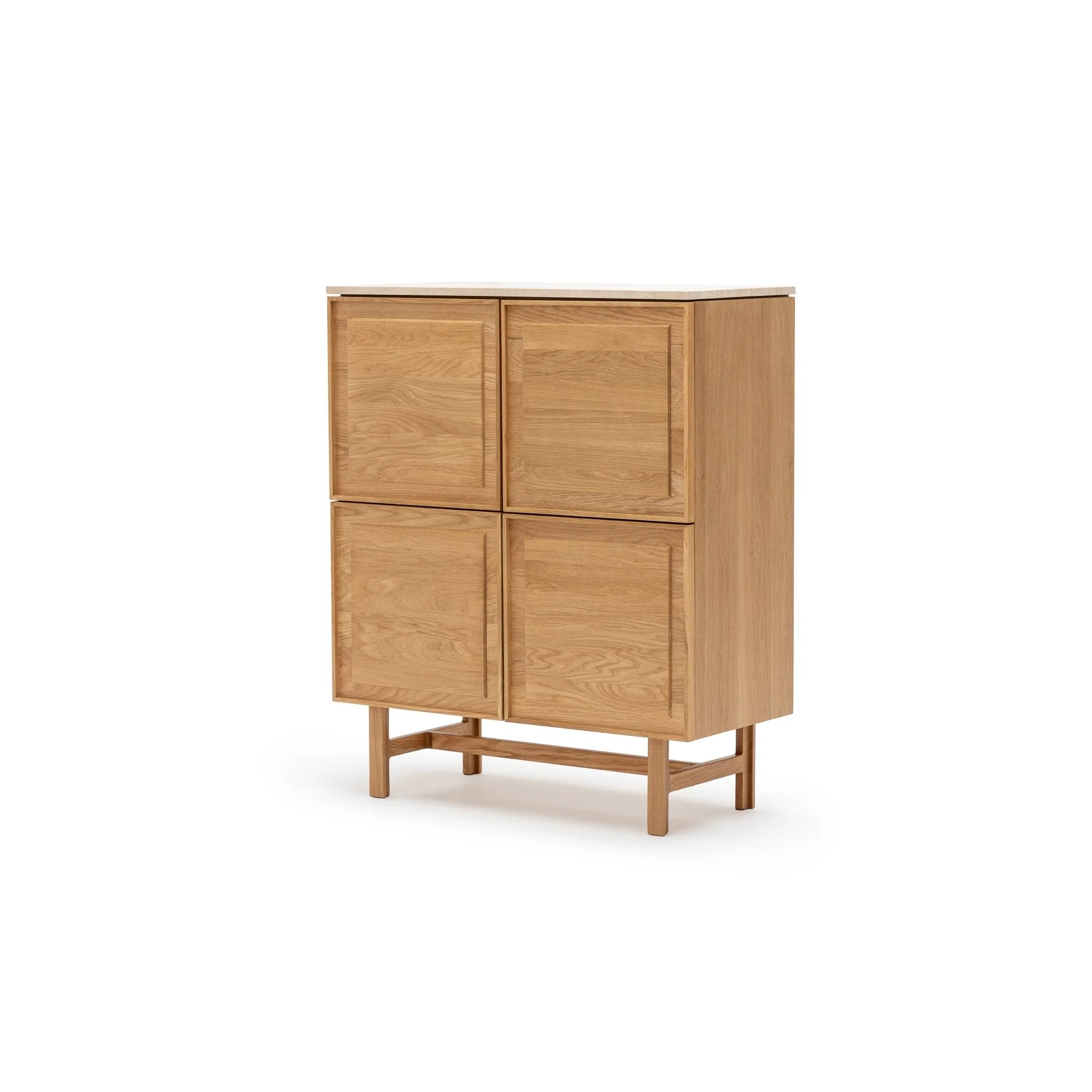Yorke Highboard - Light Oak & Travertine