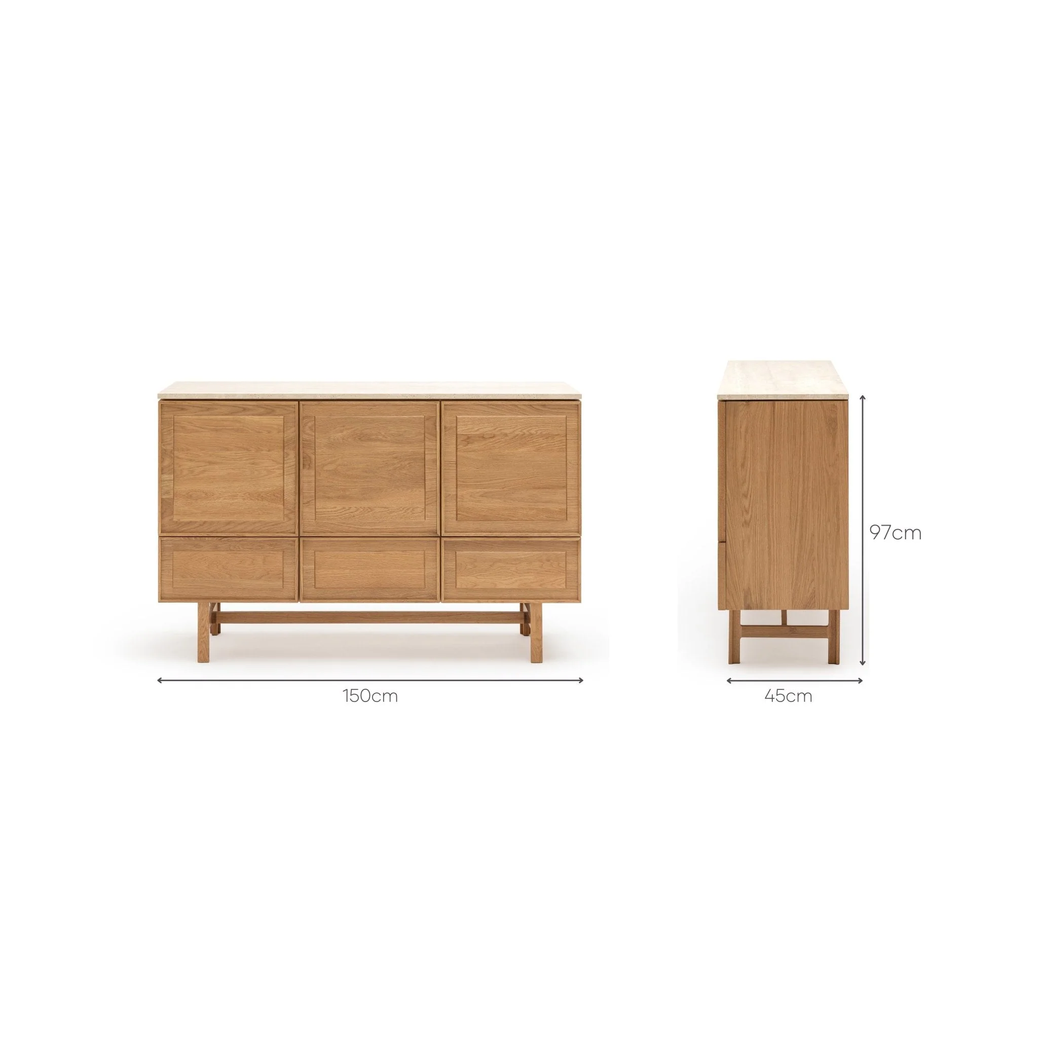 Yorke Highboard - Light Oak & Travertine - Image 30